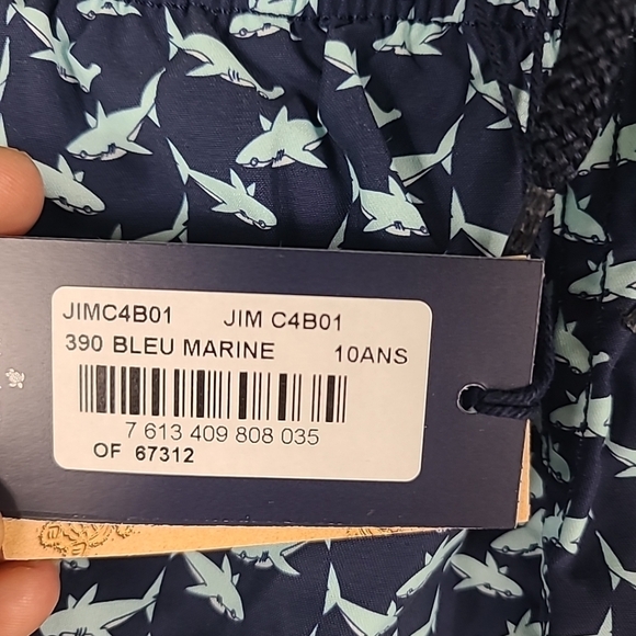NWT NEW Vilebrequin Boys Swim Trunks Shark Print Bleu Marine Sz 10 Retail $160 - Picture 6 of 6